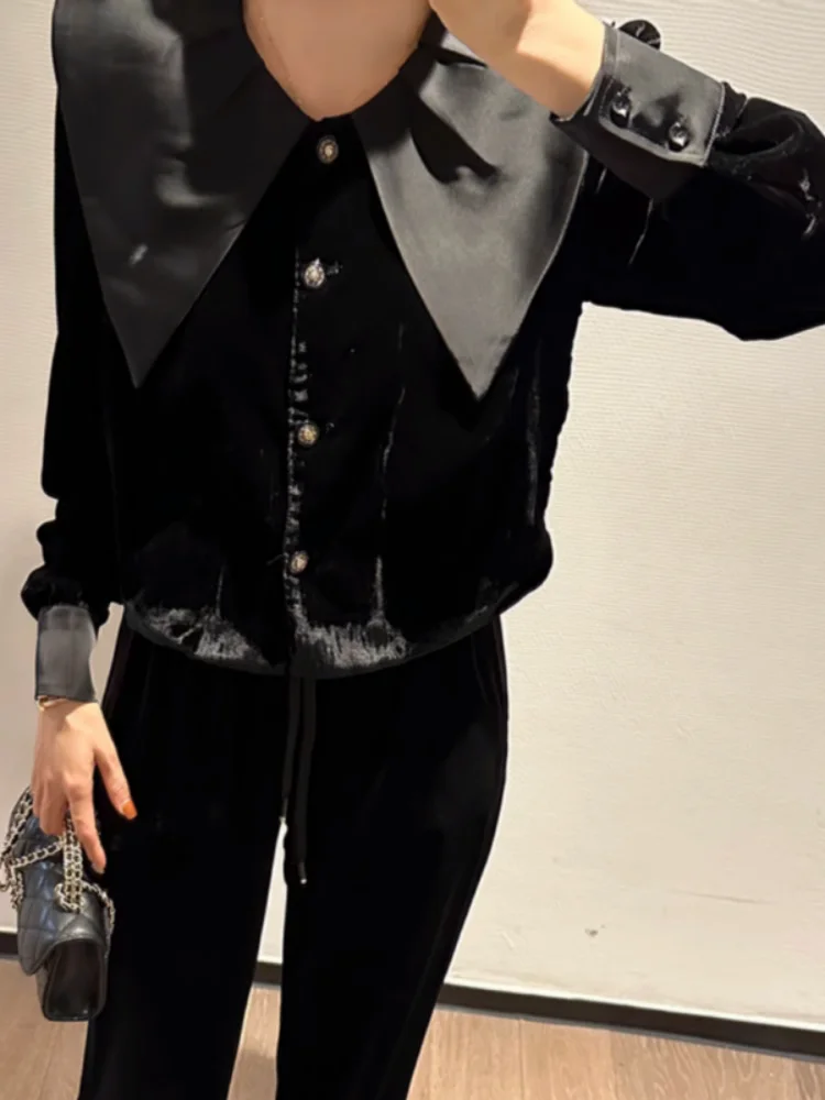 Элегантные бархатные топы во французском стиле в ретро женские весенние новинки