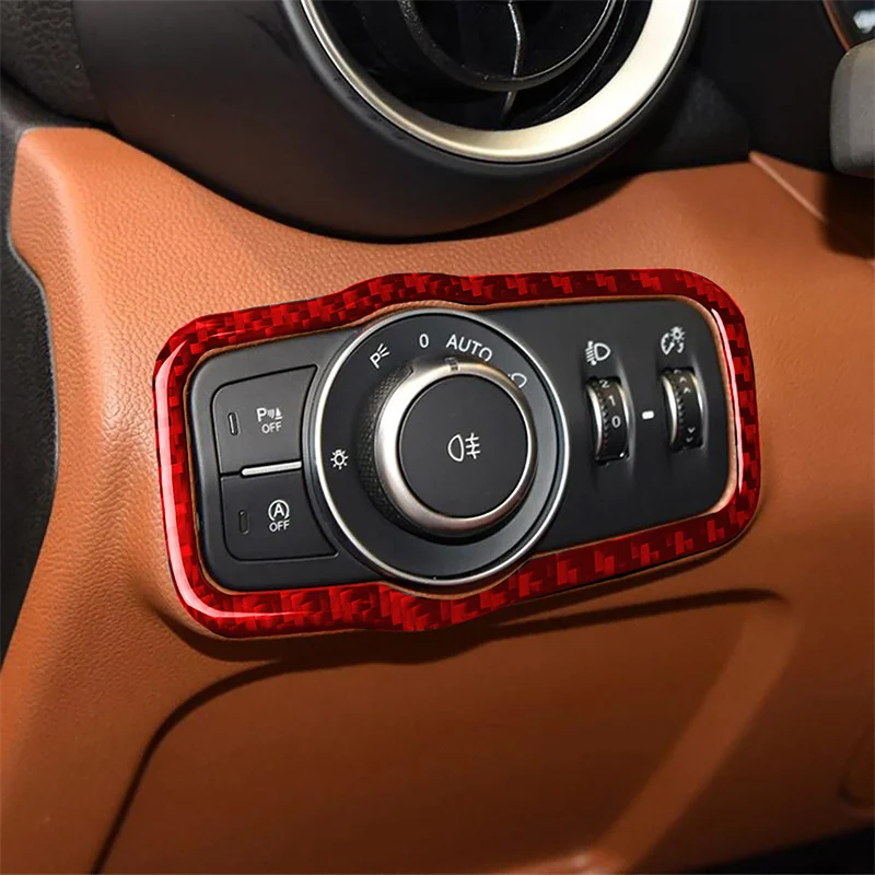 

Carbon Fiber Headlight Switch Sticker Decal Interior Trim Cover for Alfa Giulia 17 18 19 Accessories
