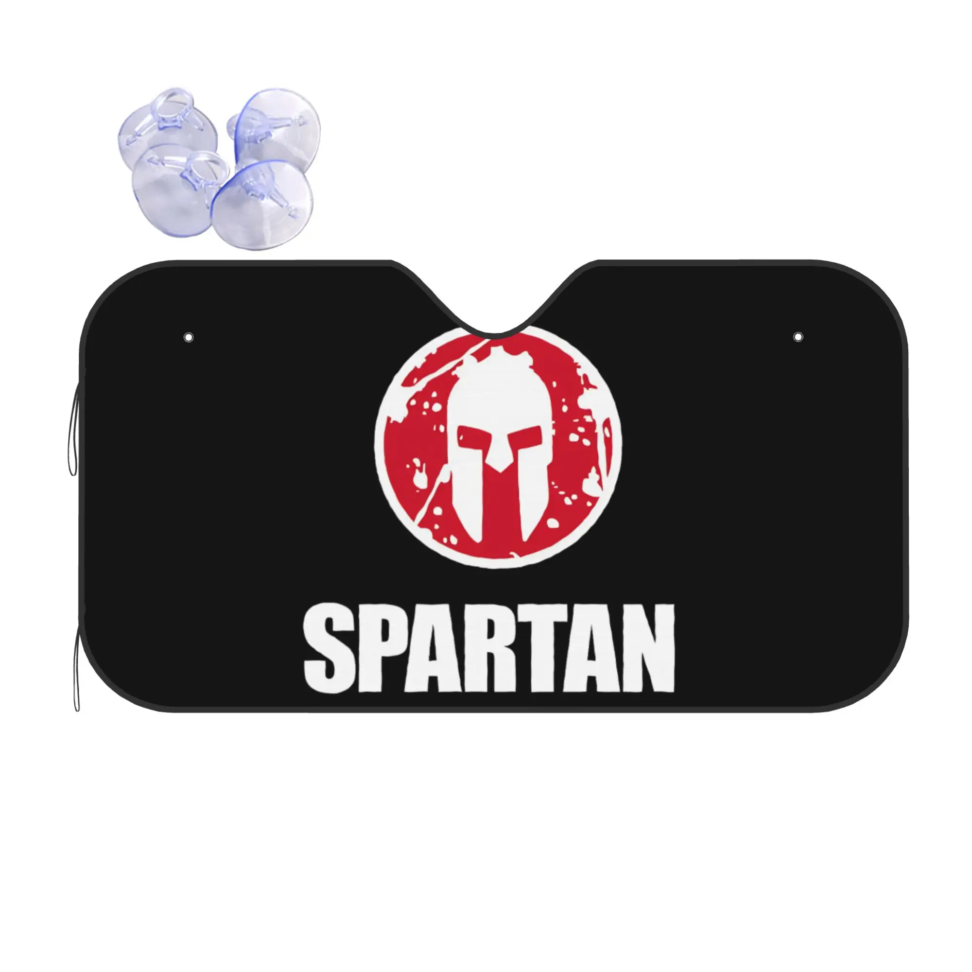 Фото Солнцезащитный козырек для лобового стекла автомобиля Spartan Race, теплоизоляция, защита от ультрафиолета, портативный, из алюминиевой фольги. №1