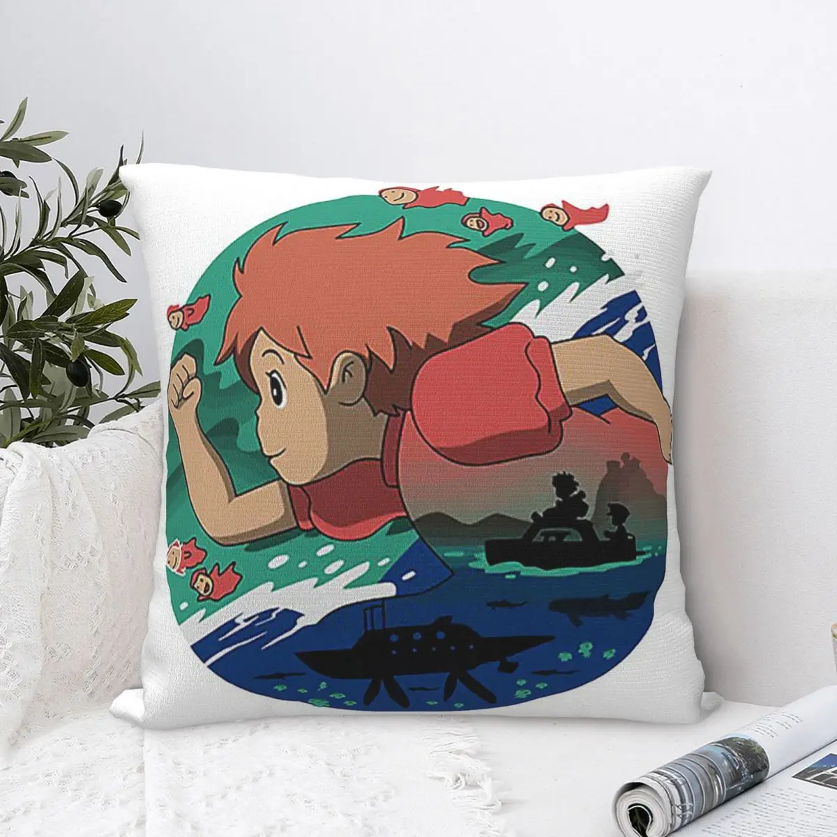 

Наволочка Ponyo на скалу, квадратная, из полиэстера, наволочка для подушки, бархатная Наволочка на молнии, декоративная комфортная наволочка для домашнего дивана