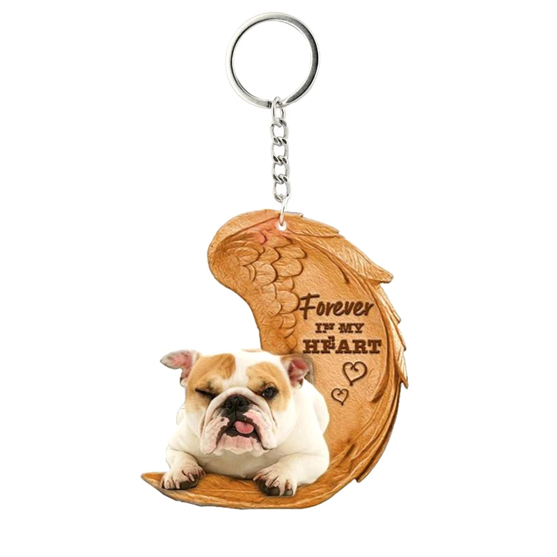 1 Piece 23 Style Dog Forever In My Heart  Angel Pendant Bag Key Chains Car Keychain Keyring  Pet Jewelry Gift For Women Girls images - 6