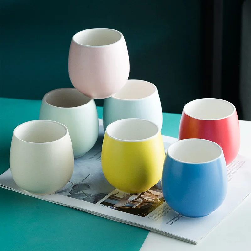 

Nordic Color Glaze Ceramic Water Cup Household Flower Tea Cup Milk Cup Office Coffee Cup Creative Couple Cup