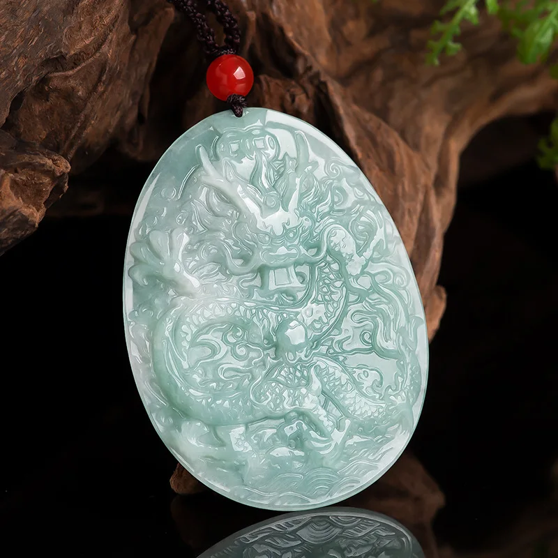 

Natural Jade Zodiac Dragon Pendant Charm Jewelry Fashion Accessories Hand-Carved Necklace Men Women Luck Amulet with Chain Gift