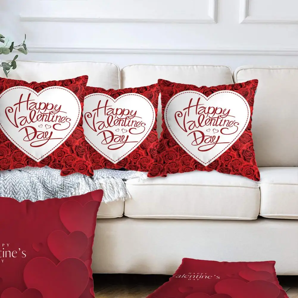 

Durable Easy to Install Super Soft Heart Rose Flower Design Throw Pillow Cover Decor Daily Use Pillow Cover Pillow Cover
