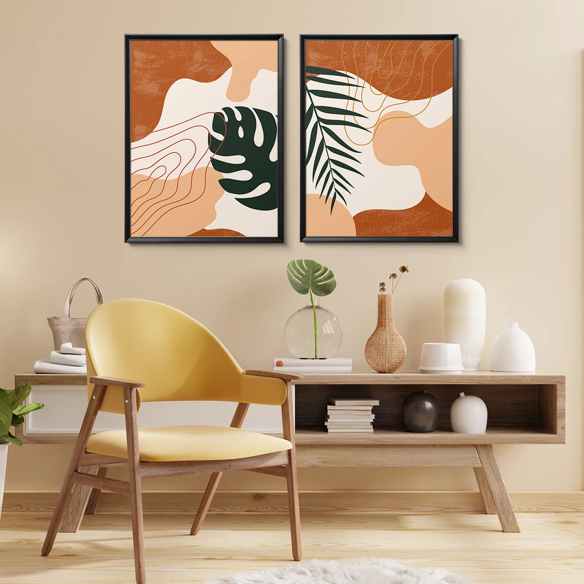 

Abstract Leaves Covers Flower Palm Leaves Wall Art Print Paper Canvas Painting Nordic For Living Room Wall Decor Decoration