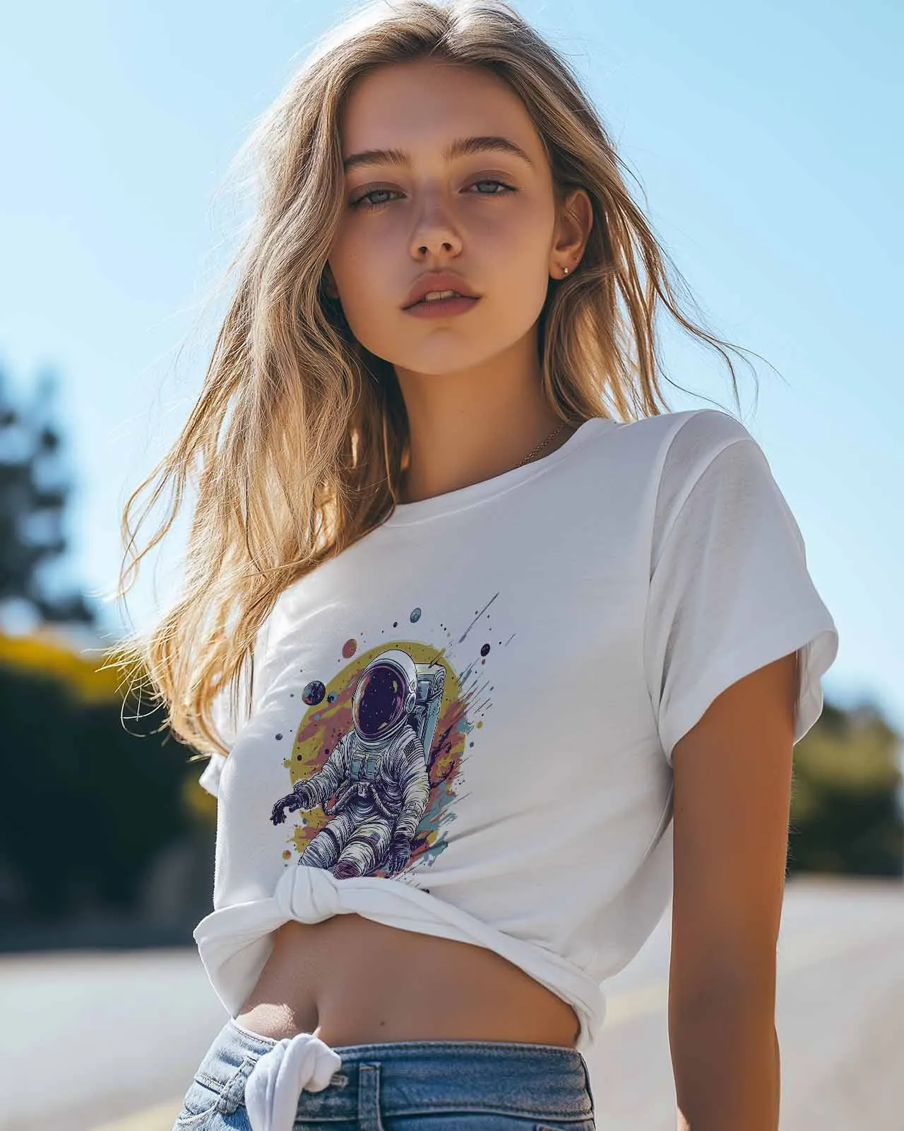 Футболка с изображением астронавта в мультяшном стиле подарок для влюбленных