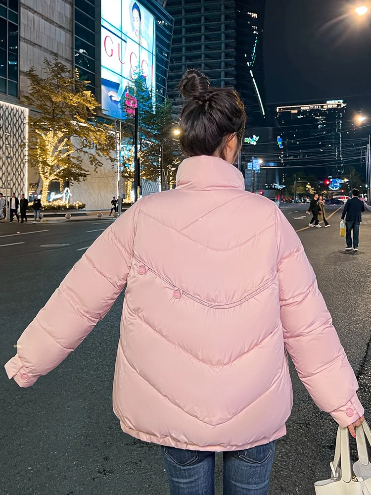 MEILLY DOLPHIN 2023 New Winter Short Coat Women Solid Puffer Jacket Pocket Stand Collar Cotton Padded Casual Warm Parkas Outwear