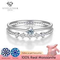 stylever moissanite rings set for women solitaire luxury diamond ring 925 sterling silver engagement anniversary fine jewelry