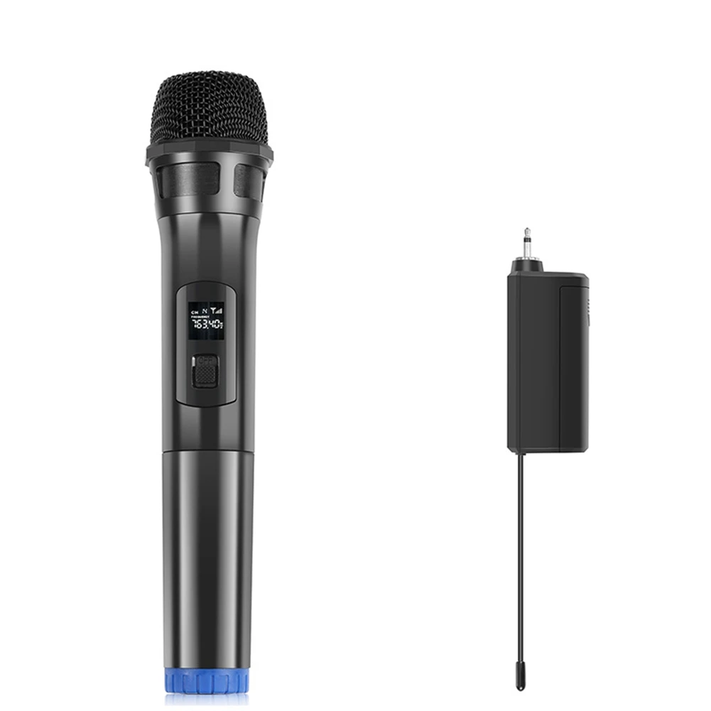 

Wireless Microphone UHF Dynamic Microphone with LED Display for Conference Karaoke Home Computer Live Microphone-Black