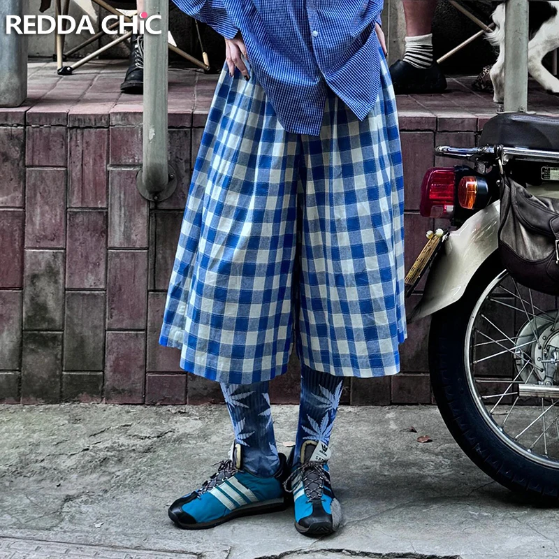 Женские винтажные клетчатые мешковатые шорты REDDACHiC хлопковые свободные короткие
