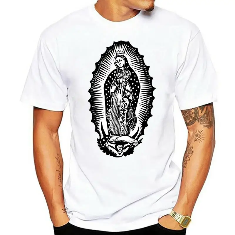 

Virgin Of Guadalupe Popular T Shirt On Sale Designer 100% Cotton White Fashion Tshirt Historic Culture Theme Print T-Shirts