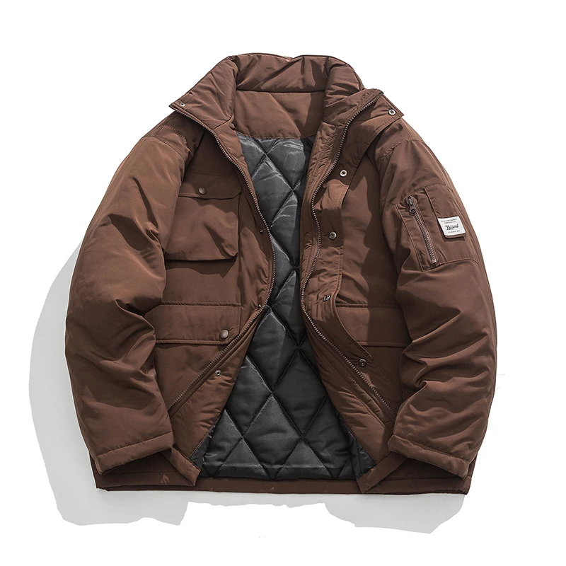 Winter Jacket Men Warm Fashion Pocket Thick Down Jacket Men Streetwear Loose Short Coat Mens Parker Clothes Plus Size M-5XL