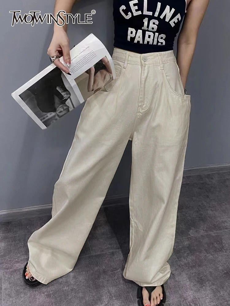 

Женские широкие брюки TWOTWINSTYLE, свободные брюки с высокой талией и широкими штанинами в стиле пэчворк