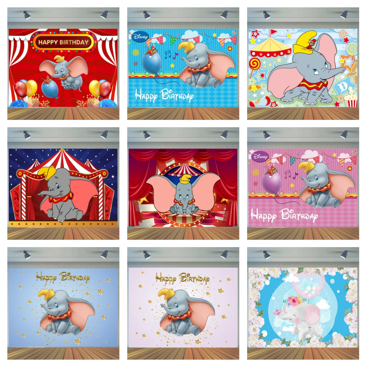 

Disney Animation Dumbo Circus Elephant Photography Background Kids Birthday Party Decoration Banner Backdrop Photo Studio Custom