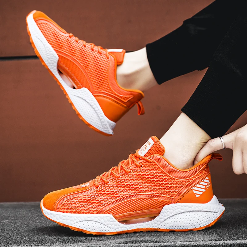 

Кроссовки мужские спортивные, дышащие, на шнуровке, для фитнеса, вождения, оранжевые