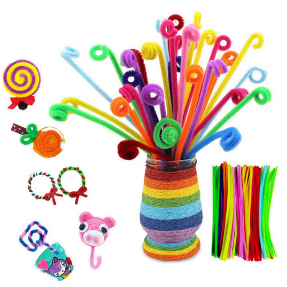 

100pcs Chenille Stem Pipe Kids DIY Art Craft Creative Toys Sticks Chenille Cleaners Kindergarten Educational Handmade Material