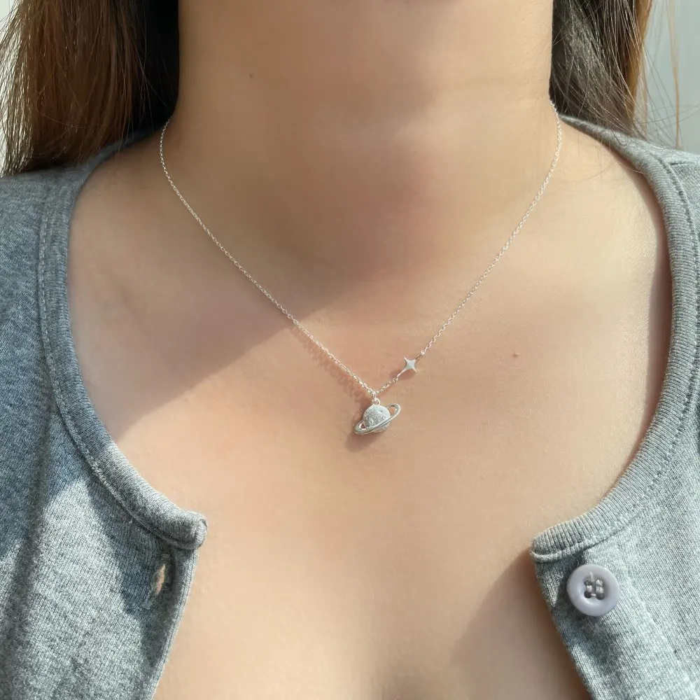 

Kinel 925 Sterling Silver Original Certified Planet Pendant Necklace For Women New Fashion Trendy Neck Chain Designer Jewelry