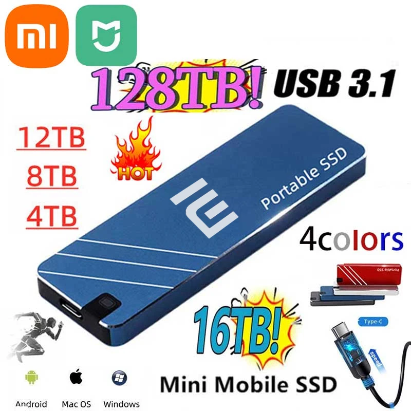 

Xiaomi Mijia Original Portable SSD Type-C/USB3.1 External Mobile Solid State Drive High Speed 8TB 16TB Hard Drive Laptop Hard