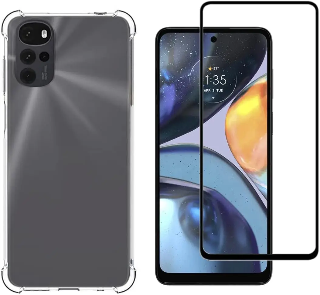 

For Kit Capa Anti Impacto e Película de Vidro 3D Para Moto G22 -