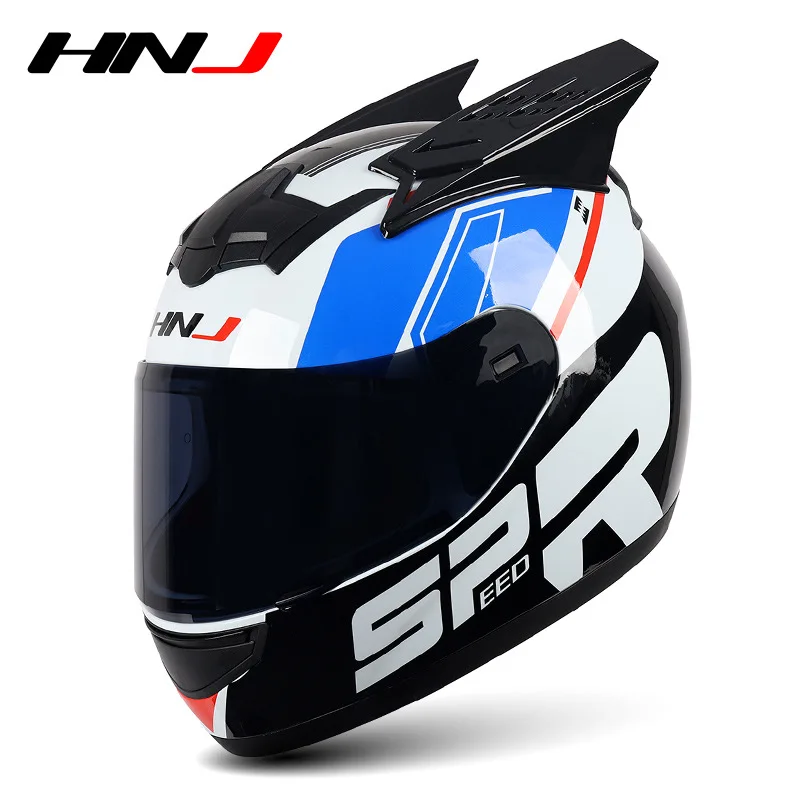Personalized Horn Full-face Helmet Motorcycle Anti-fog Helmet Hands-free Helmet for Motorcycle Helmet for Electric Scooter enlarge