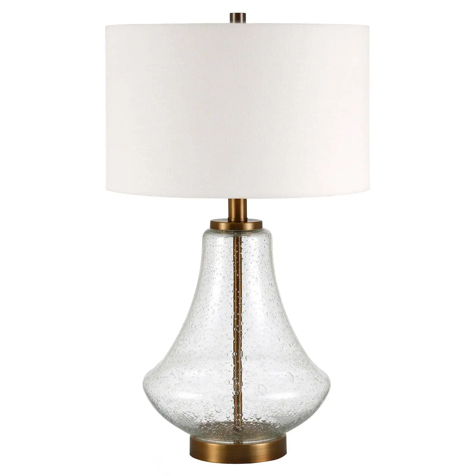 HMTX Traditional Seeded Glass Table Lamp with Flax Shade