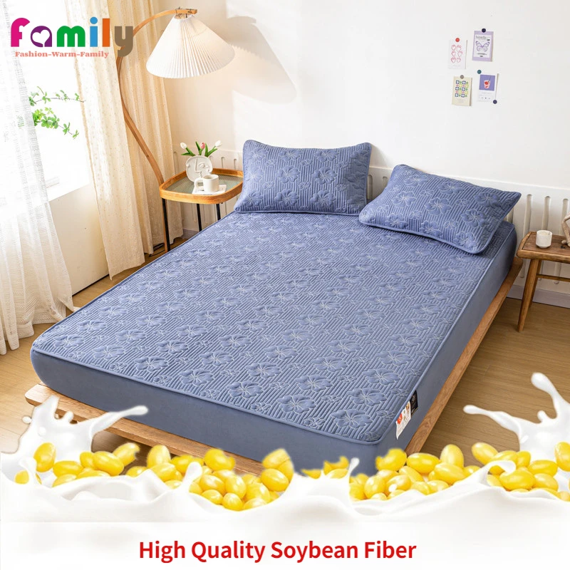 

Cotton Thickening Antibacterial Bed Cover Mattress Protector Cover Fitted Sheet for Adult and Child King Queen Size Room Decor