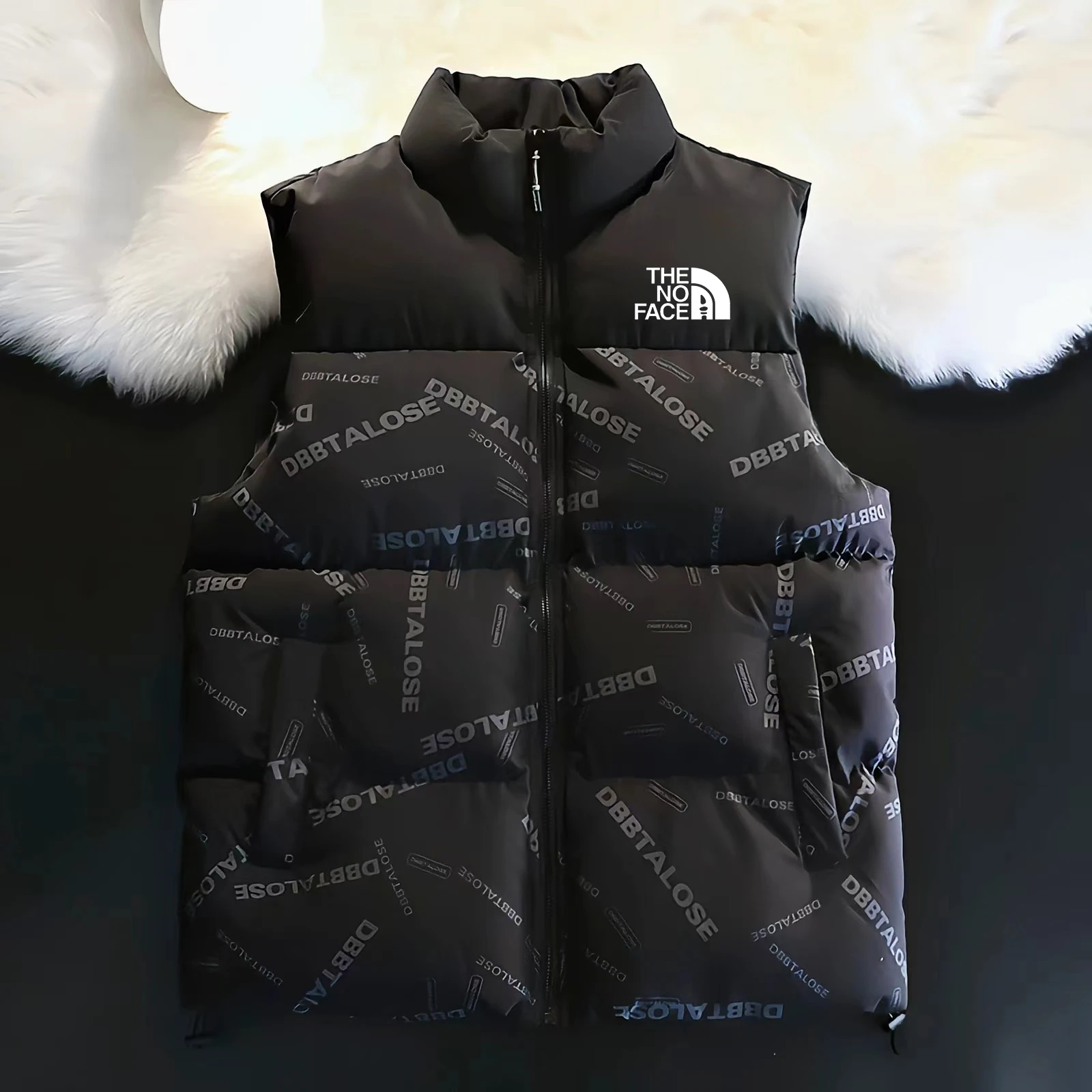 2023 Fashion Men's and Women's Couple Style Stand Neck Autumn/Winter Warm Tank Top Letter Trendy Loose Size Vest Coat