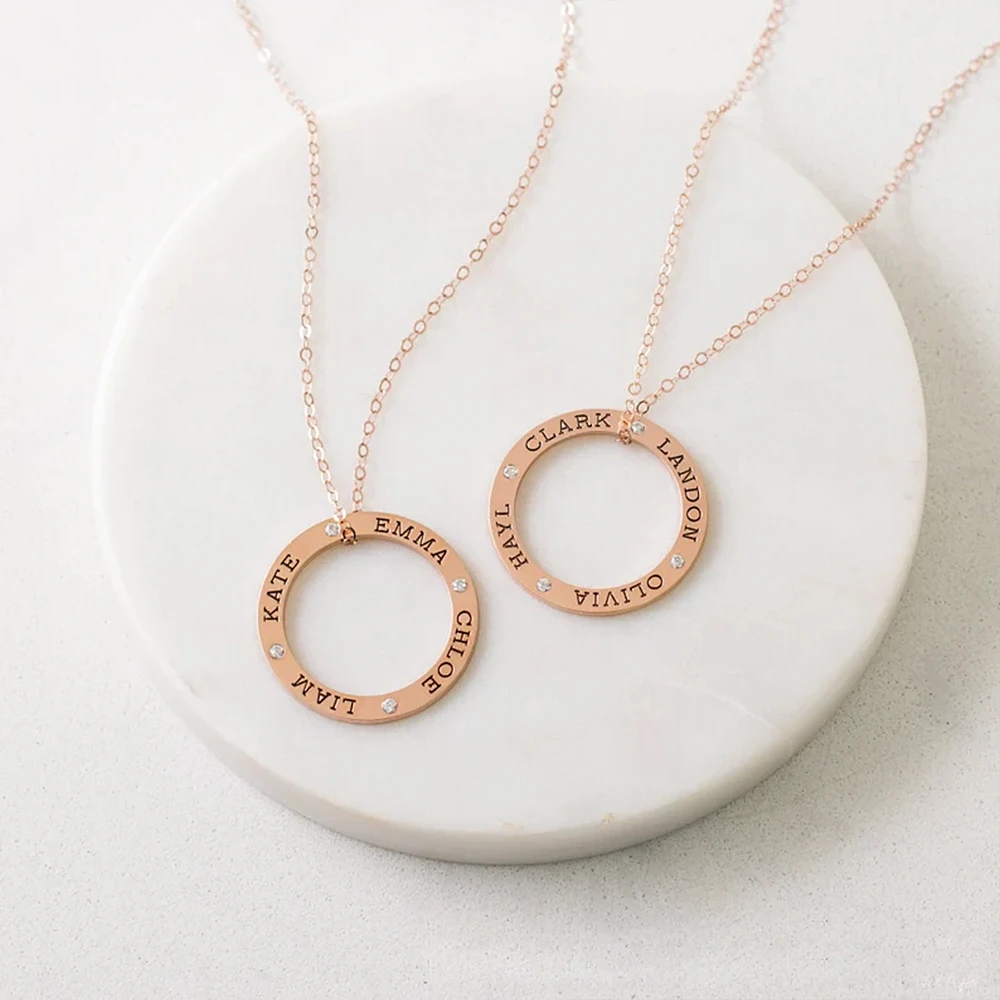 Women's Fashion Personalized Custom Necklace Stainless Steel Ring Crystal Pendant Necklace Personality Name Custom Jewelry