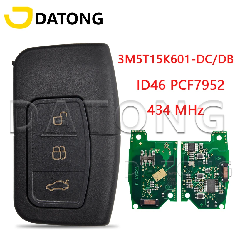 Datong World Remote Control Car Key Fit For Ford Focus Kuga C-Max MK2 Mondeo Galaxy Replacement 434MHz Keyless Go Promixity Card