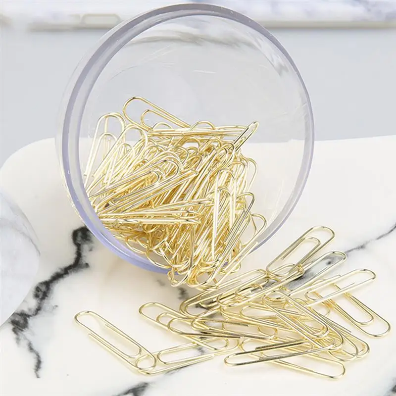 

100Pcs Metal Paperclips Golden Paper Clips Receipt Paperclips Metal Papers Clamps
