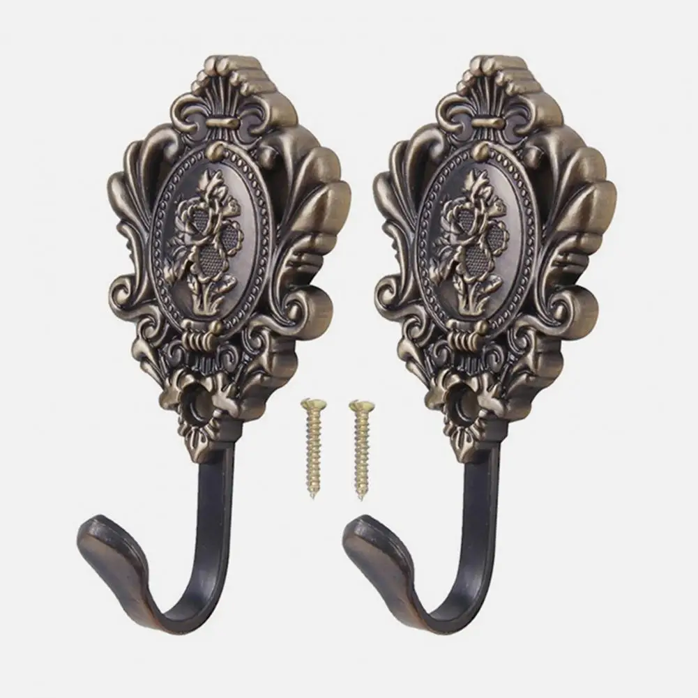 

2Pcs Drapery Hooks Unique Shape Rust-proof Zinc Alloy All-Purpose Curtain Clothes Organizer Hooks for Home