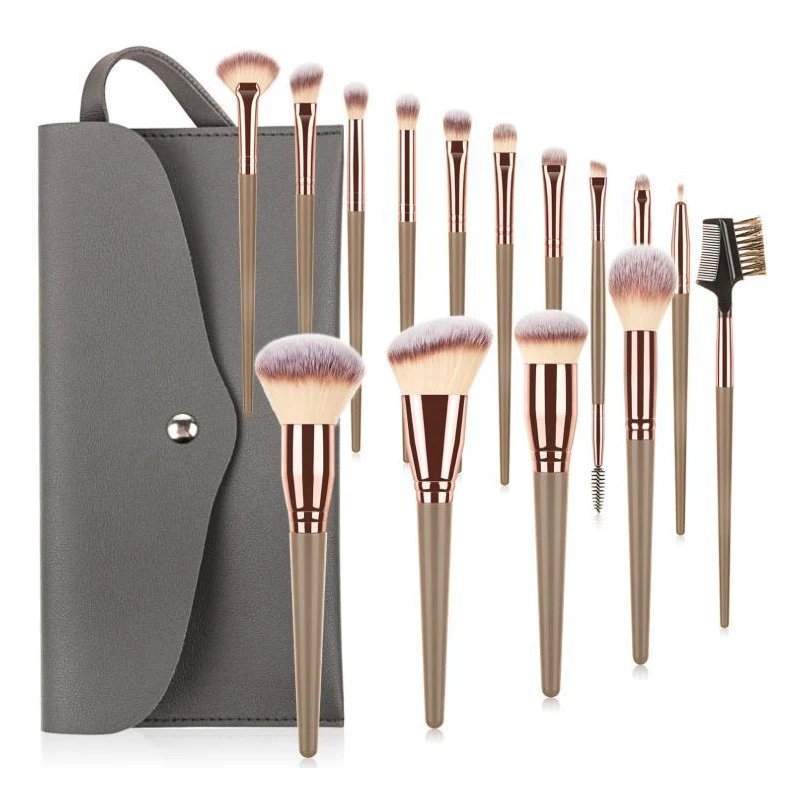 

High Quality 15 Pieces of Dark Green Handle Foundation Make-up Eye Shadow Makeup Brush