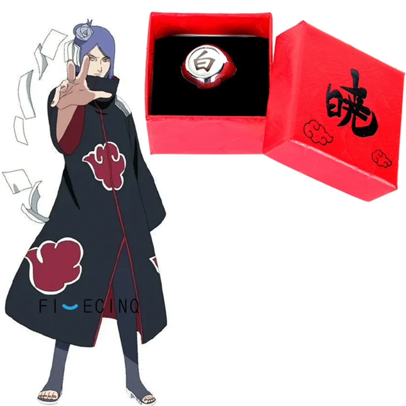 

Кольцо Akatsuki Konan, металлическая красная коробка