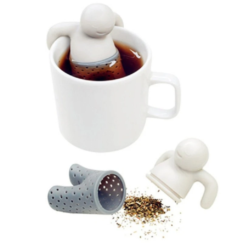 

Silicone Tea Strainer Interesting Life Partner Cute Mister Teapot MR Little Man People Tea Infuser Filter Brewing Making Teapot