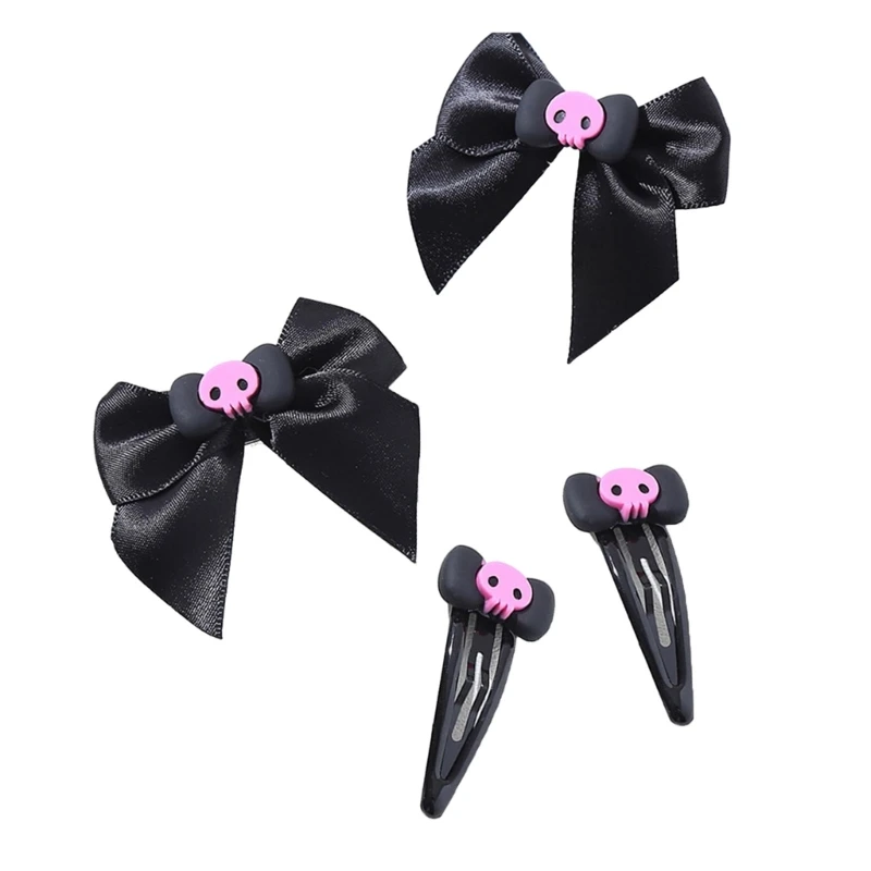 

4pcs/set Punk Skull Bowknot Hairpin for Woman Sweet Style Charm Summer Hair Clip Aesthetics Hair Accessories