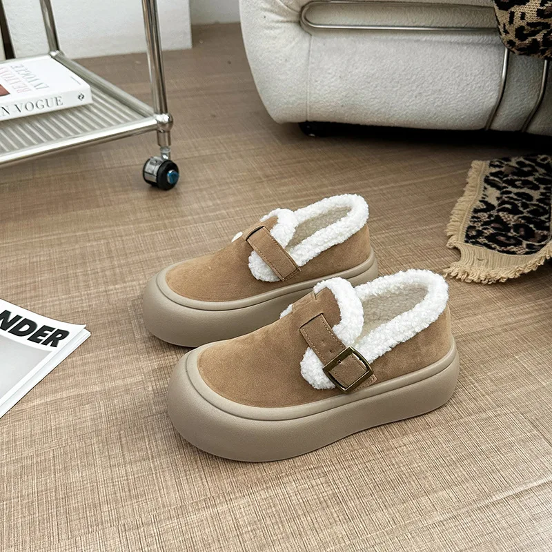 Женские туфли для волос на толстой подошве новинка 2024 зимние женские красные из