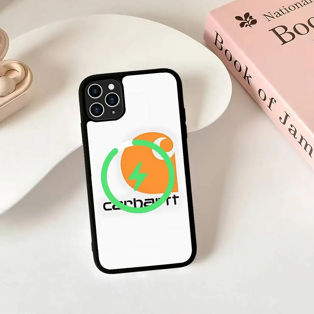Фото Магнитный матовый чехол C-Carharttes LOGO для iPhone 16, 17, 15, 14, 13, 12, 11 с поддержкой беспроводной зарядки MagSafe №4