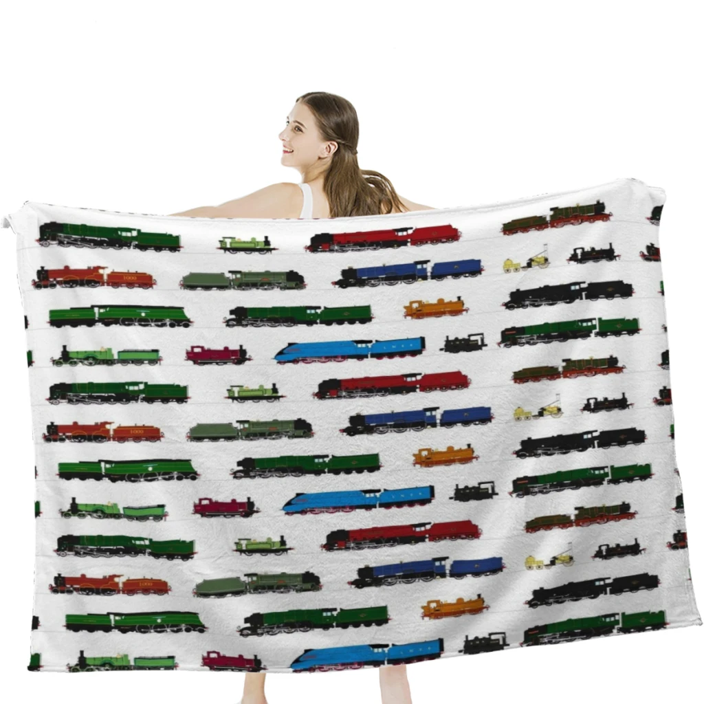 

Iconic British Steam Trains Throw Blanket Airplane Travel Decoration Soft Warm Bedspread