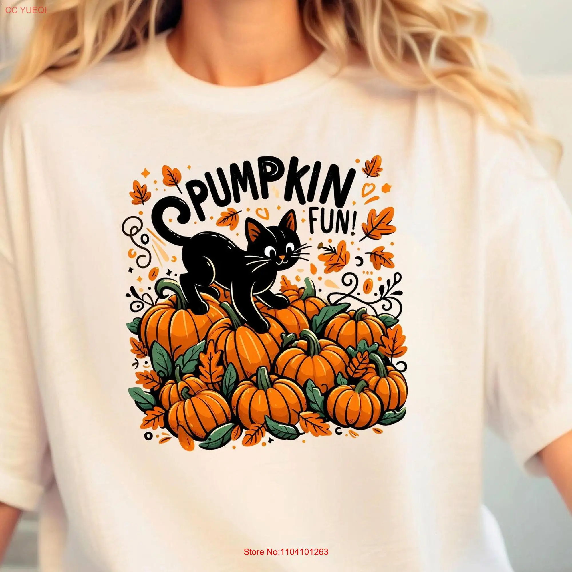 Футболка с изображением тыквы веселого кота для Хэллоуина влюбленных сезон