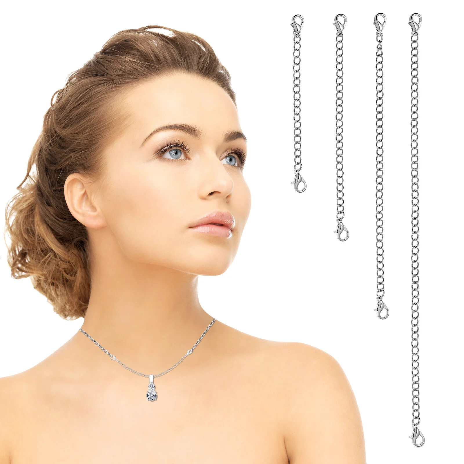 Extender Chain Set Extension Lobster Clasp Moisennette Jewelry Stainless Steel Double-headed