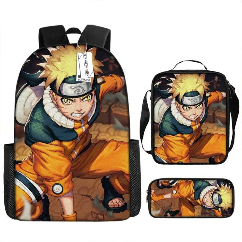

Naruto School Bag Set Cartoon Cute Printing Kindergarten Primary School Students Backpack Stationery Pen Bag Three-piece Set