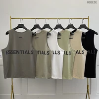 essentials tank tops for man sleeveless shirt 100 cotton bodybuilding oversized vest reflective logo summer basketball uniform
