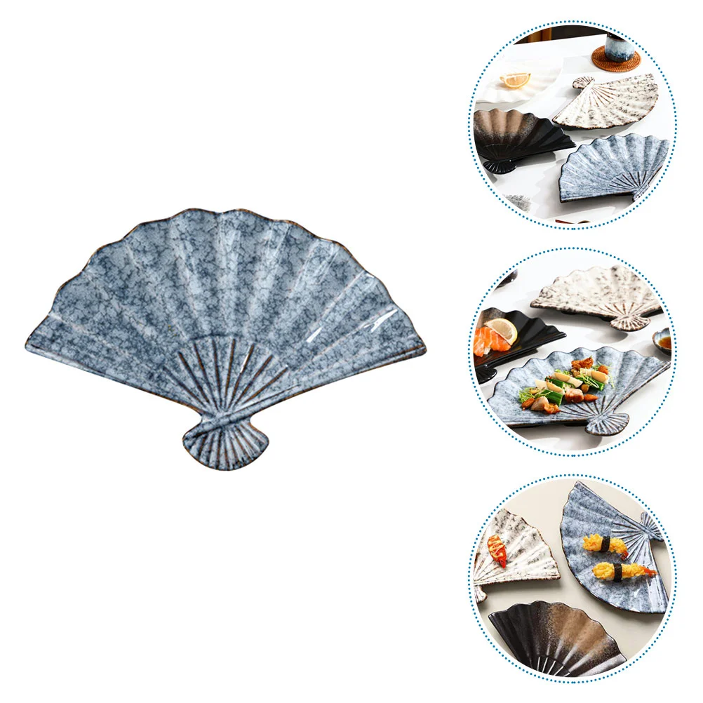 Japanese Style Sushi Meal Plate Fan-Shaped Ceramic Sushi Fruit Sashimi Plate
