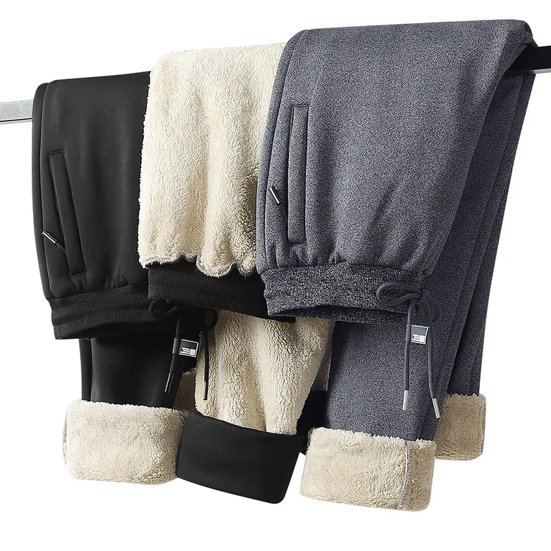 L-8XL осенне-зимние мужские брюки для спорта и отдыха из овечьей шерсти свободные