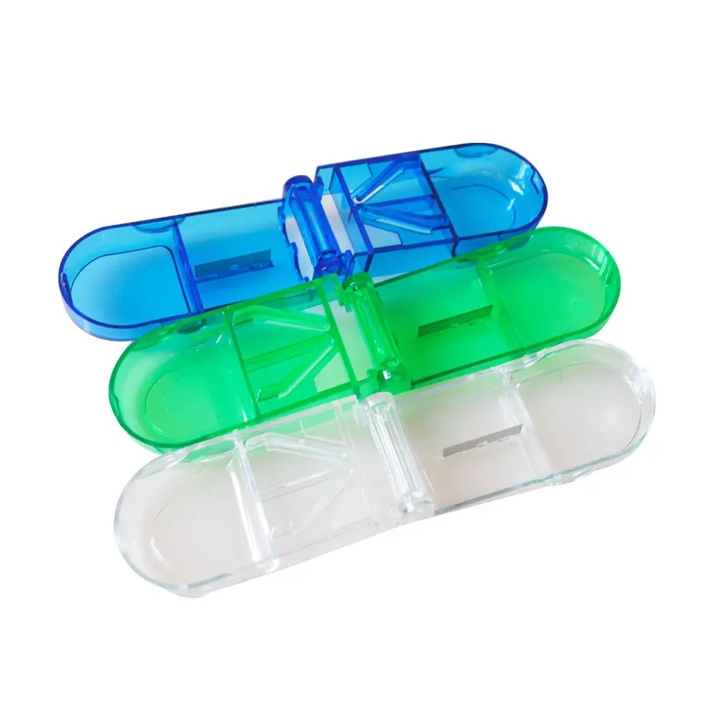

12pcs Portable Folding Pill Box Metal Cutter Medicine Organizer Container