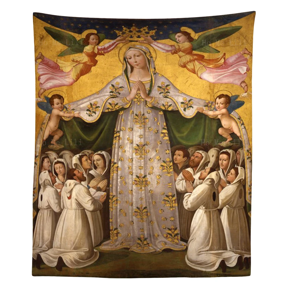 

The Virgin Of Mercy And A Monk Of Circa Carthage Our Lady Of Compassion Religion Tapestry By Ho Me Lili For Home Wall Decor