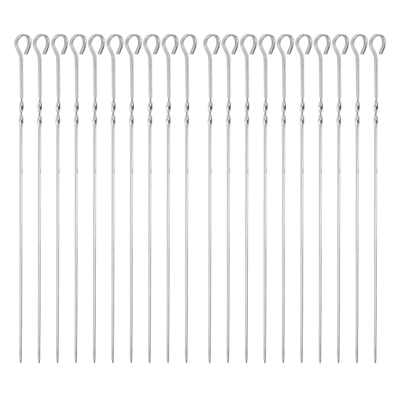 

20PCS BBQ Barbecue Skewers-16 Inch Stainless Steel Reusable Grill Tools Needles Kabob Sticks, For Outdoor BBQ Gatherings