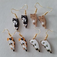 fashion cute kitten pendant earrings cartoon girl flower cat earrings sweet and fresh texture earrings kawaii jewelry