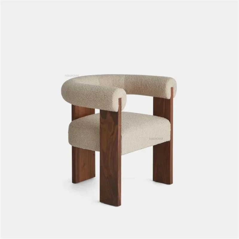 Скандинавский обеденный стул из овечьей шерсти мебель для дома роскошный отель