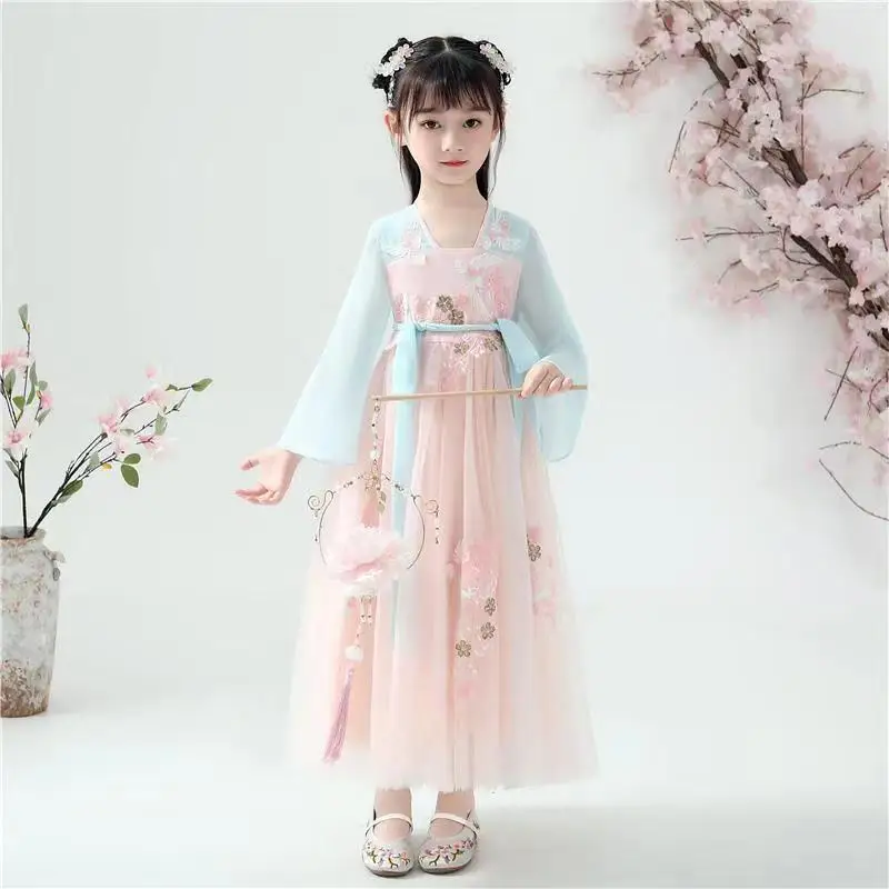 Little Girls Hanfu Girls Original New Chinese-style Children's Ancient Clothes Ru Skirt Retro Tang Suit Summer Long Sleeve